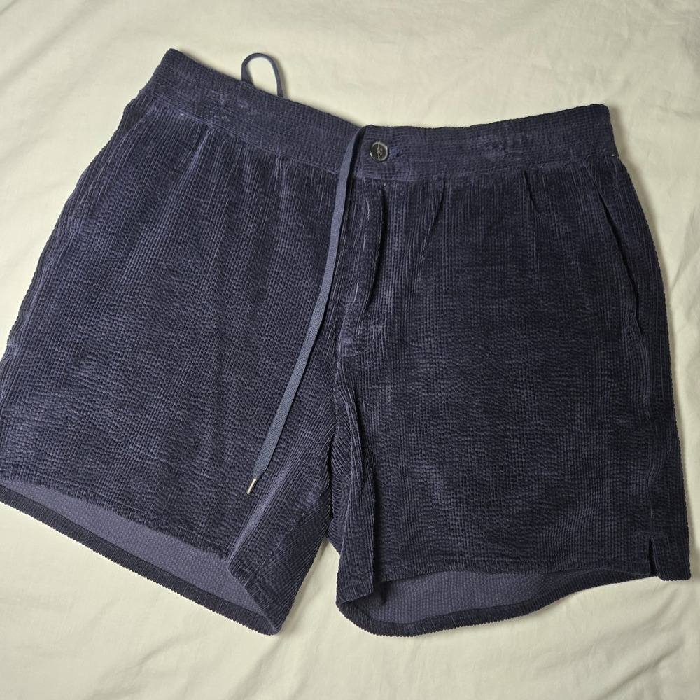 Madewell Mens Corduroy Easy Shorts Navy Blue Drawstring NU249 Size L NEW